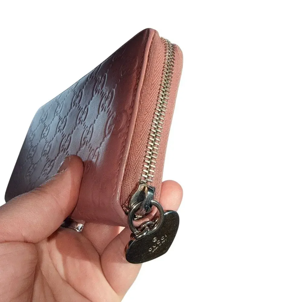 Gucci Guccissima Zip Around Wallet in Mauve Pink